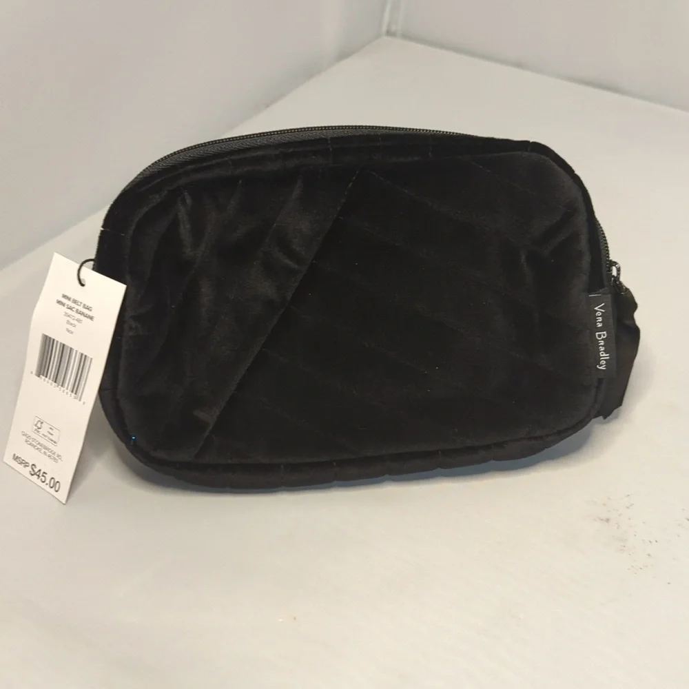 Vera Bradley Black Velvet Mini Belt Bag Sling Crossbody